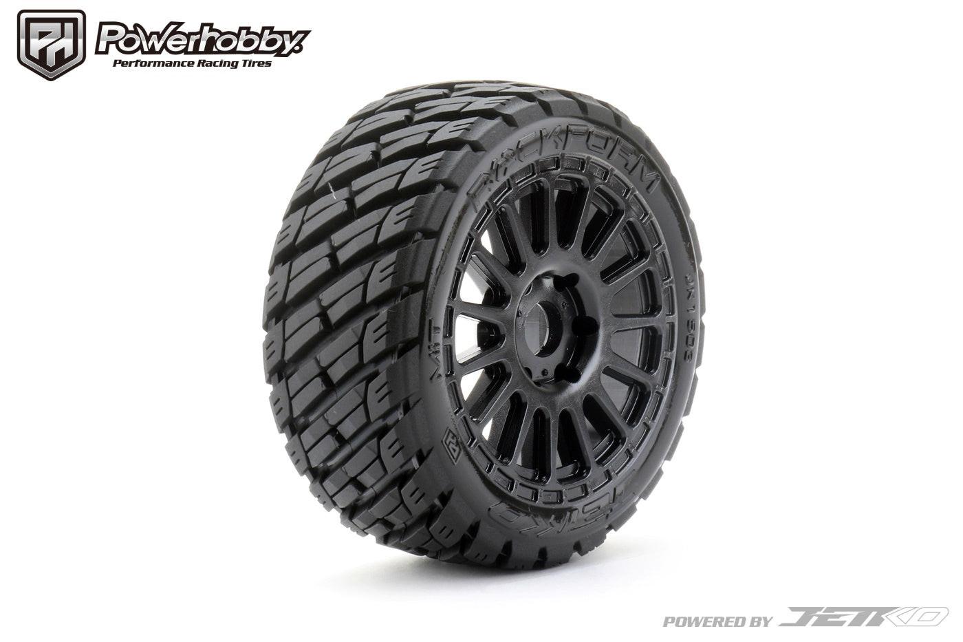 Radial Rims Powerhobby 1/8 Buggy Rockform Belted Tires Mounted on Black Radial Rims ...