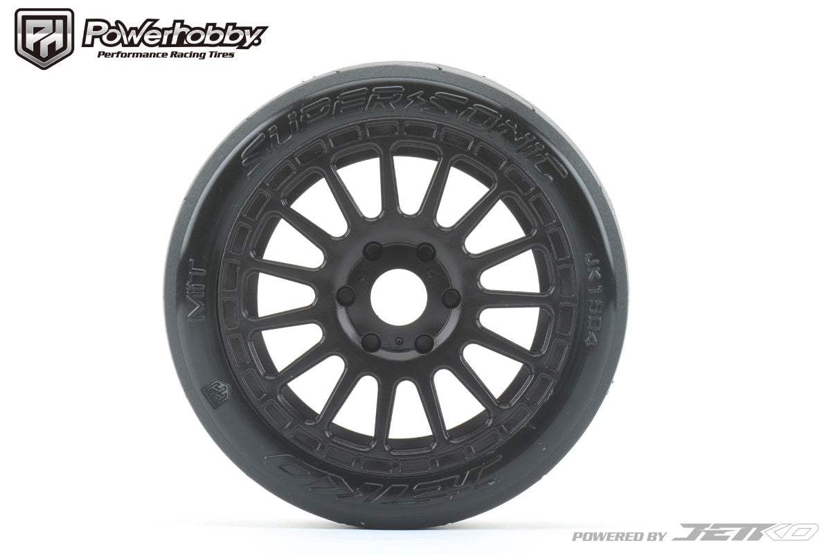 Powerhobby 1/8 Buggy Super Sonic Tires Mounted on Black Radial Rims - PowerHobby