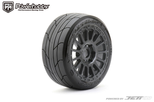 Powerhobby 1/8 Buggy Super Sonic Tires Mounted on Black Radial Rims - PowerHobby