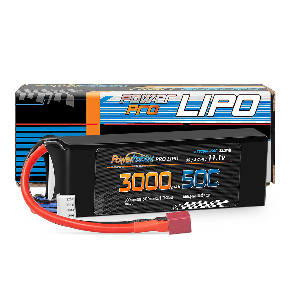 Powerhobby 3S 11.1V 3000mAh 50C Lipo Battery w Deans Connector / Plug