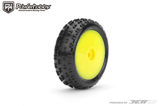 Powerhobby Arena Front Carpet Mini-B Tires Mounted 8mm Yellow Soft - PowerHobby