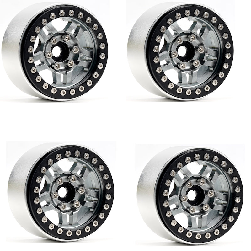 Powerhobby B4 Aluminum 1.9 Beadlock Wheels 9mm Hubs Grey (4) 1/10 Rock Crawler