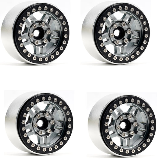 Powerhobby B4 Aluminum 1.9 Beadlock Wheels 9mm Hubs Grey (4) 1/10 Rock Crawler