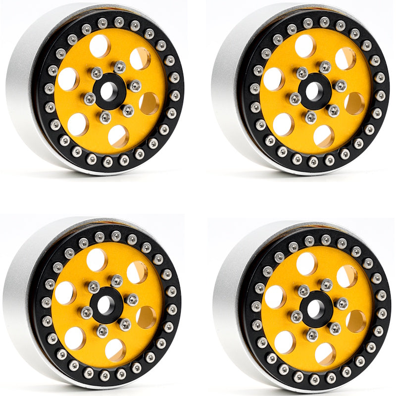 Powerhobby B5 Aluminum 1.9 Beadlock Wheels Super Positive Offset Gold (4) Rock Crawler