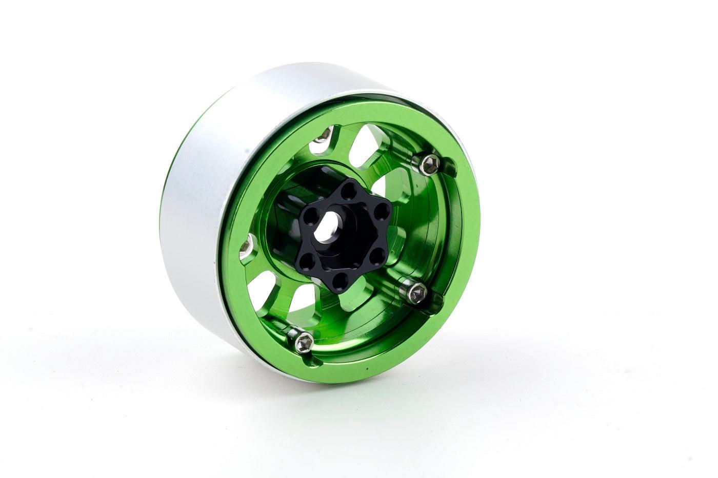 NHX 1.9 Aluminum Beadlock Crawler Wheels – Green & Black Set Of 4 For RC Rock Crawlers