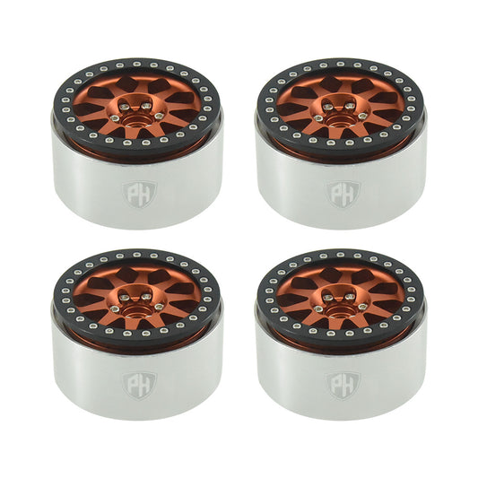 Powerhobby Aluminum 2.2" Beadlock Wheels Orange (4) 1/10 Rock Crawler - PowerHobby