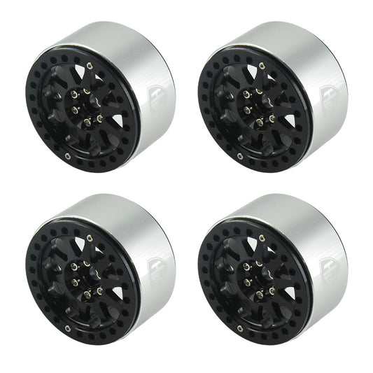 Powerhobby Aluminum 2.2" Beadlock Wheels Black (4) 1/10 Rock Crawler - PowerHobby