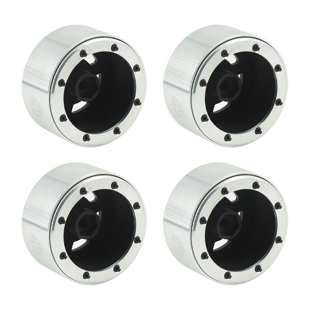 Powerhobby Aluminum 2.2" Beadlock Wheels Black / Silver (4) 1/10 Rock Crawler - PowerHobby