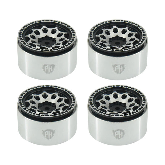 Powerhobby Aluminum 2.2" Beadlock Wheels Silver / Black (4) 1/10 Rock Crawler - PowerHobby