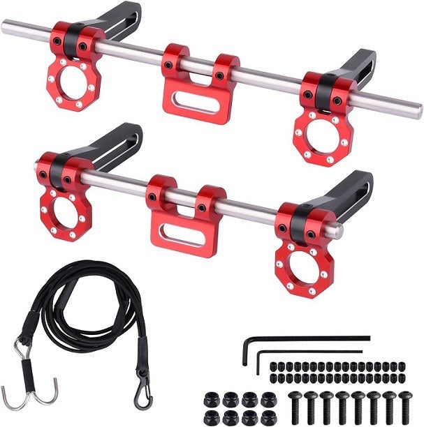 Powerhobby Aluminum Adjustable Front Rear Fairlead Bumpers 1/10 Rock Crawler Red - PowerHobby