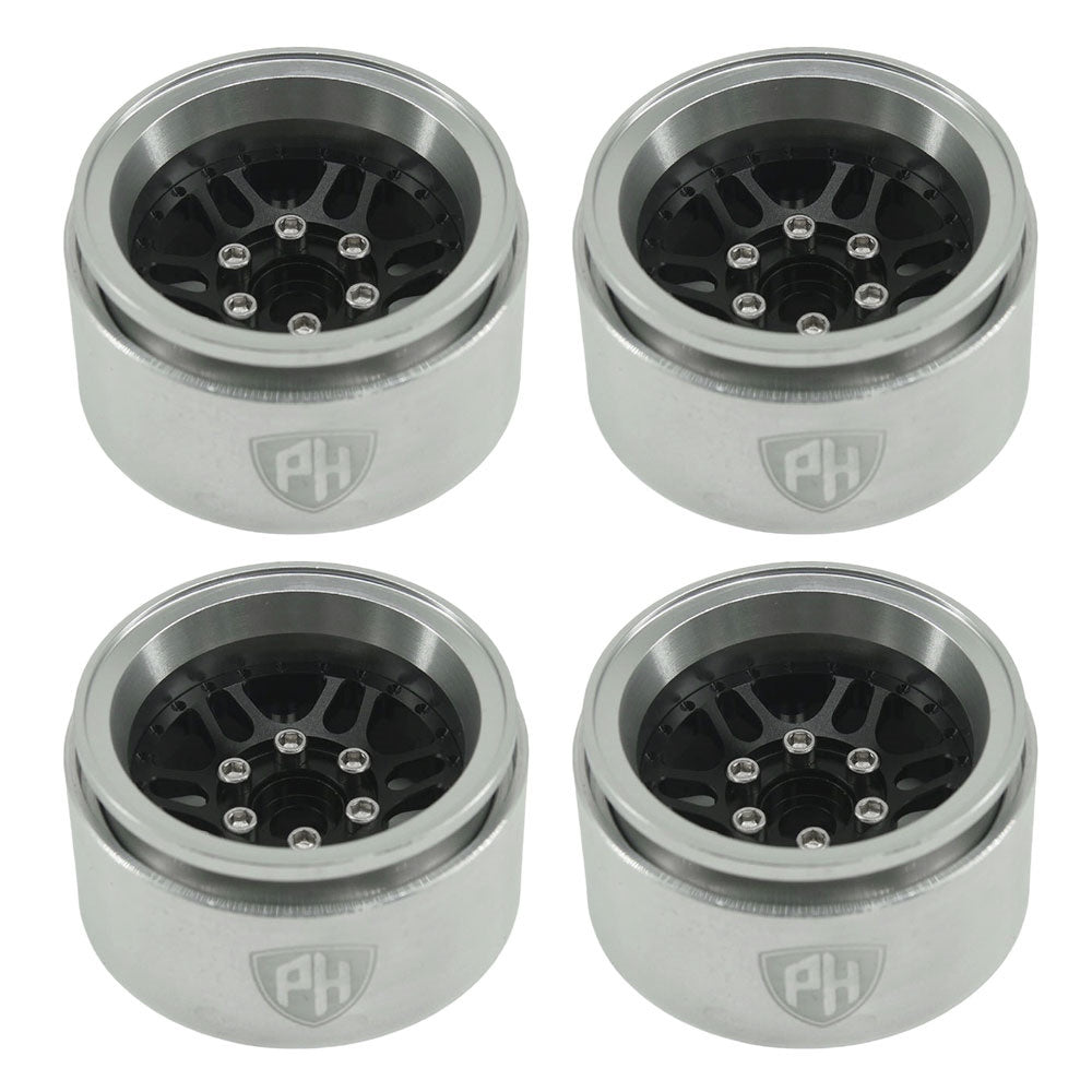 Powerhobby 1.9" 10MM Offset Aluminum Wheels Black (4) 1/10 Crawler
