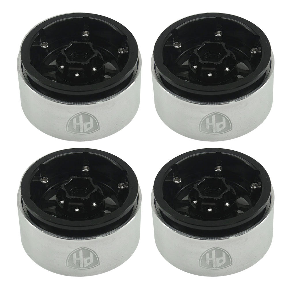 Powerhobby 1.9" 10MM Offset Aluminum Wheels Black (4) 1/10 Crawler