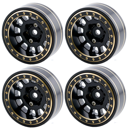 Powerhobby 1.1" 12-Spoke Brass Beadlock Wheels offset -3.75mm (4) 1/24 SCX24