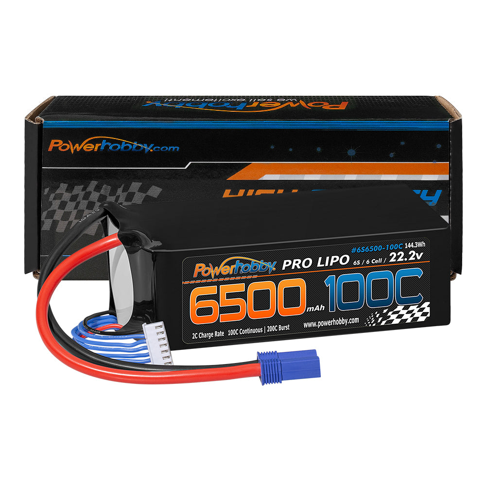 Powerhobby 6S 22.2V 6500mah 100c Lipo Battery w EC5 Plug