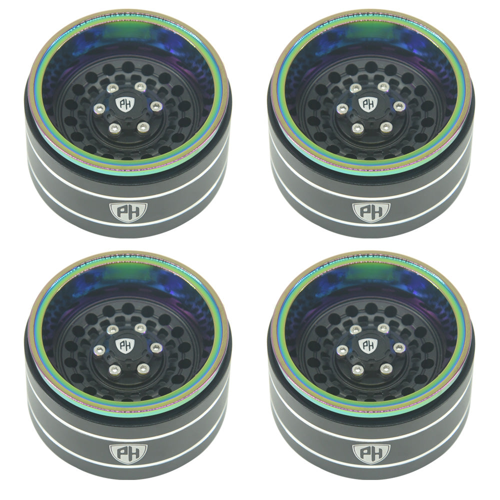 Powerhobby 1.9" Aluminum Wheels Black (4) 1/10 Rock Crawler