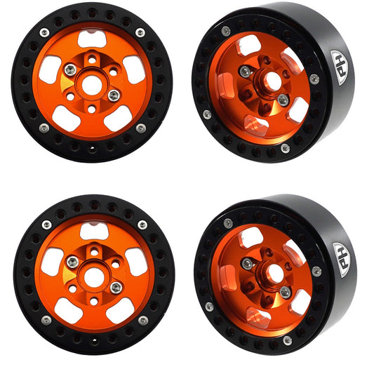 Powerhobby Aluminum 1.9" Beadlock Wheels Orange (4) 1/10 Rock Crawler