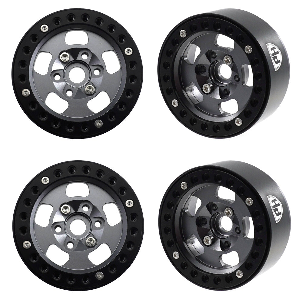 Powerhobby Aluminum 1.9" Beadlock Wheels Grey (4) 1/10 Rock Crawler