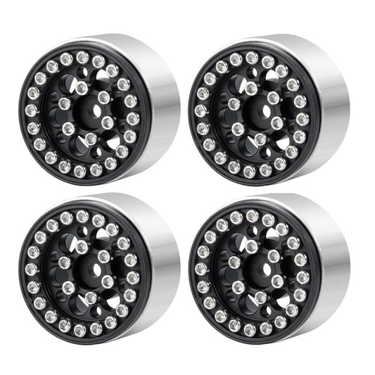 Powerhobby 1.0" Beadlock Wheels Black (4) 1/24 Rock Crawler