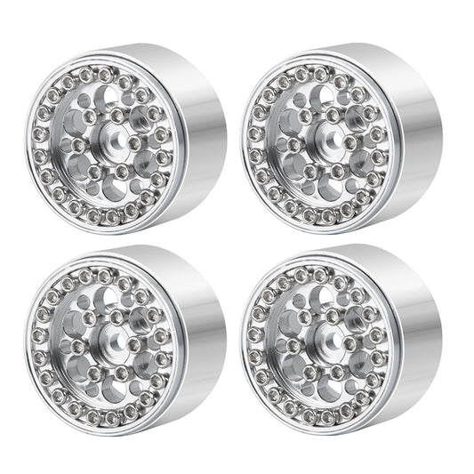 Powerhobby 1.0" Beadlock Wheels Silver (4) 1/24 Rock Crawler