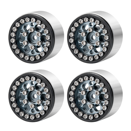 Powerhobby 1.0" Beadlock Wheels Titanium (4) 1/24 Rock Crawler