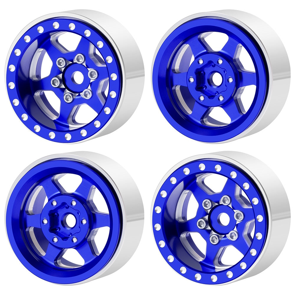 Powerhobby 1.0" Beadlock Wheels Blue (4) 1/24 Rock Crawler