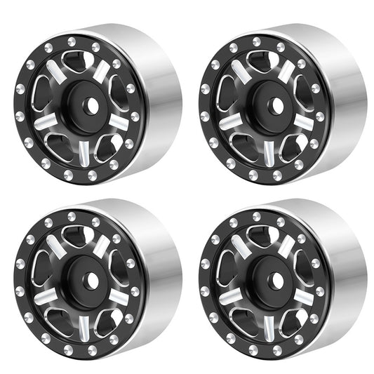 Powerhobby 1.0" Beadlock Wheels Black (4) 1/24 Rock Crawler