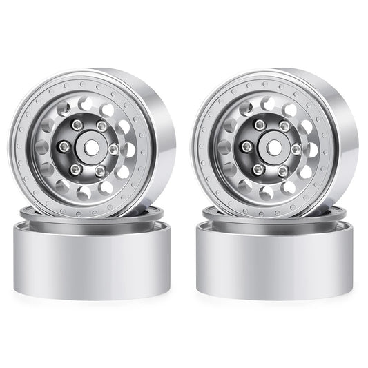 Powerhobby 1.0" Beadlock Wheels Silver (4) 1/24 Rock Crawler