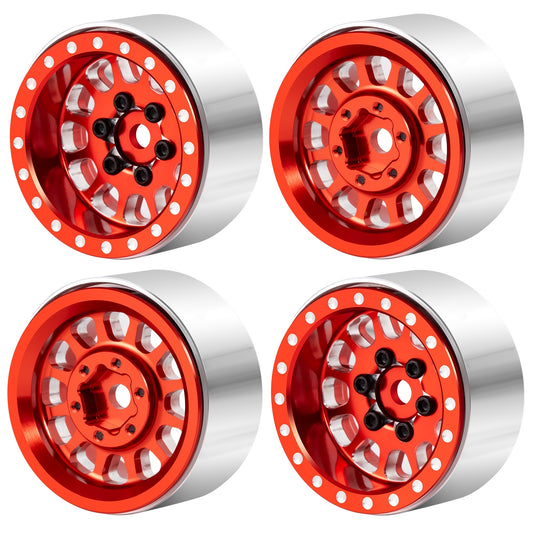 Powerhobby 1.0" Beadlock Wheels Red (4) 1/24 Rock Crawler