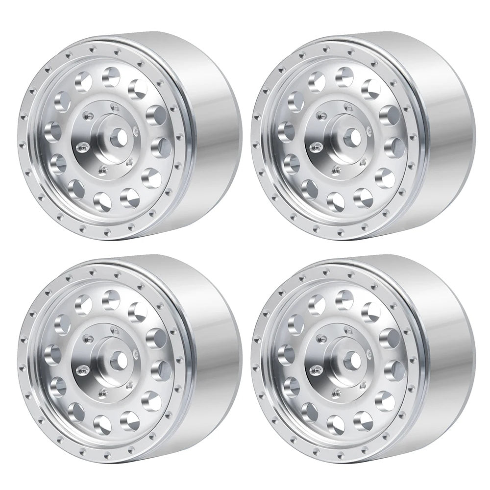 Powerhobby 1.0" Beadlock Wheels Silver (4) 1/24 Rock Crawler