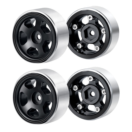 Powerhobby 1.0" Beadlock Wheels Black (4) 1/24 Rock Crawler