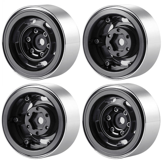 Powerhobby 1.0" Beadlock Wheels Black (4) 1/24 Rock Crawler