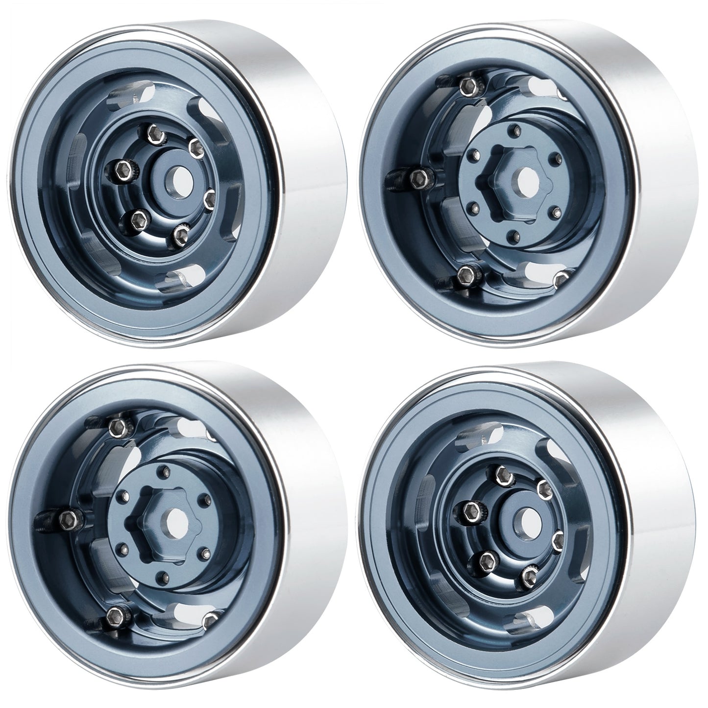 Powerhobby 1.0" Beadlock Wheels Grey (4) 1/24 Rock Crawler