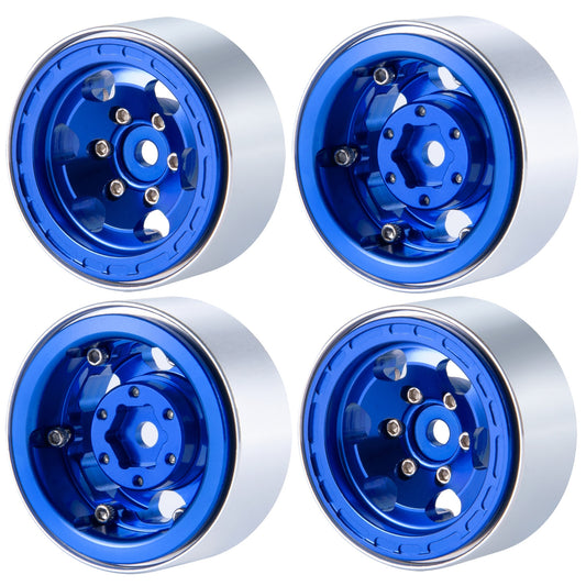 Powerhobby 1.0" Beadlock Wheels Blue (4) 1/24 Rock Crawler