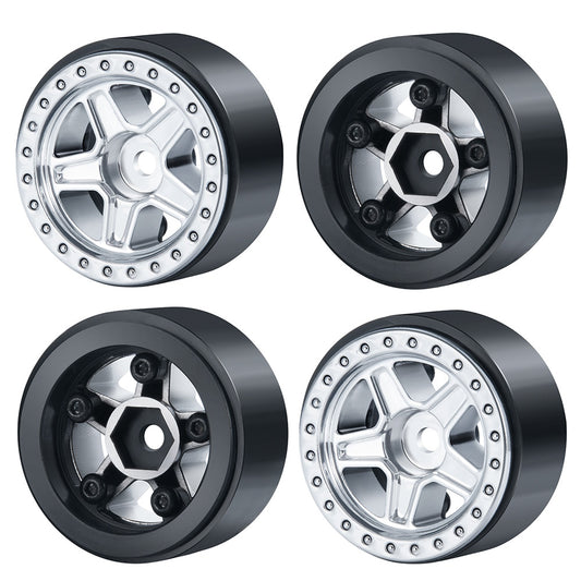 Powerhobby 1.0" Beadlock Wheels Silver (4) 1/24 Rock Crawler