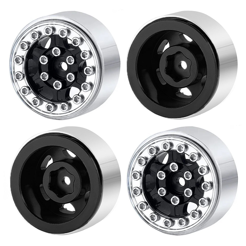 Powerhobby 1.0" Beadlock Wheels Silver / Black (4) 1/24 Rock Crawler