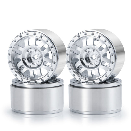 Powerhobby 1.0" Beadlock Wheels Silver (4) 1/24 Rock Crawler
