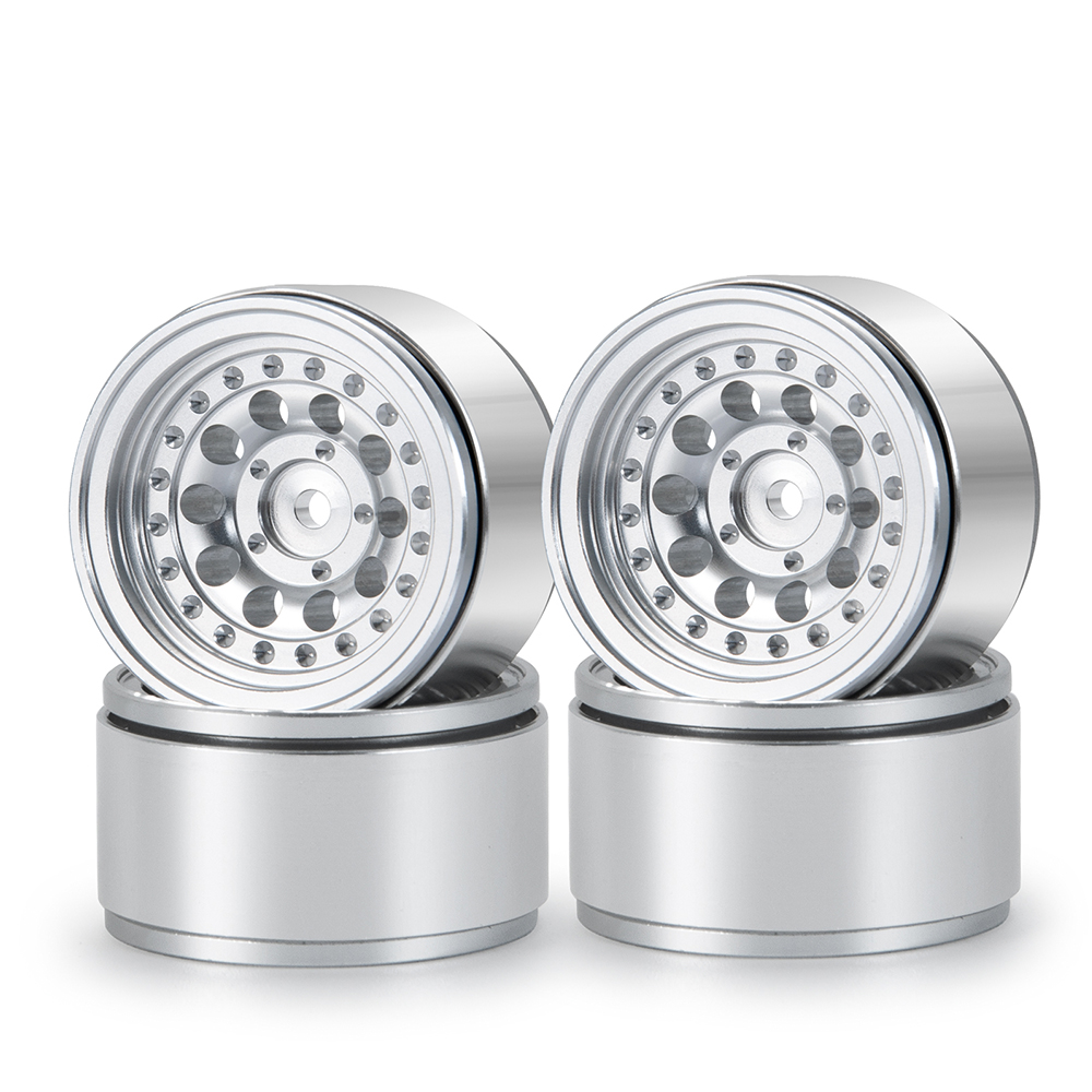 Powerhobby 1.0" Beadlock Wheels Silver (4) 1/24 Rock Crawler