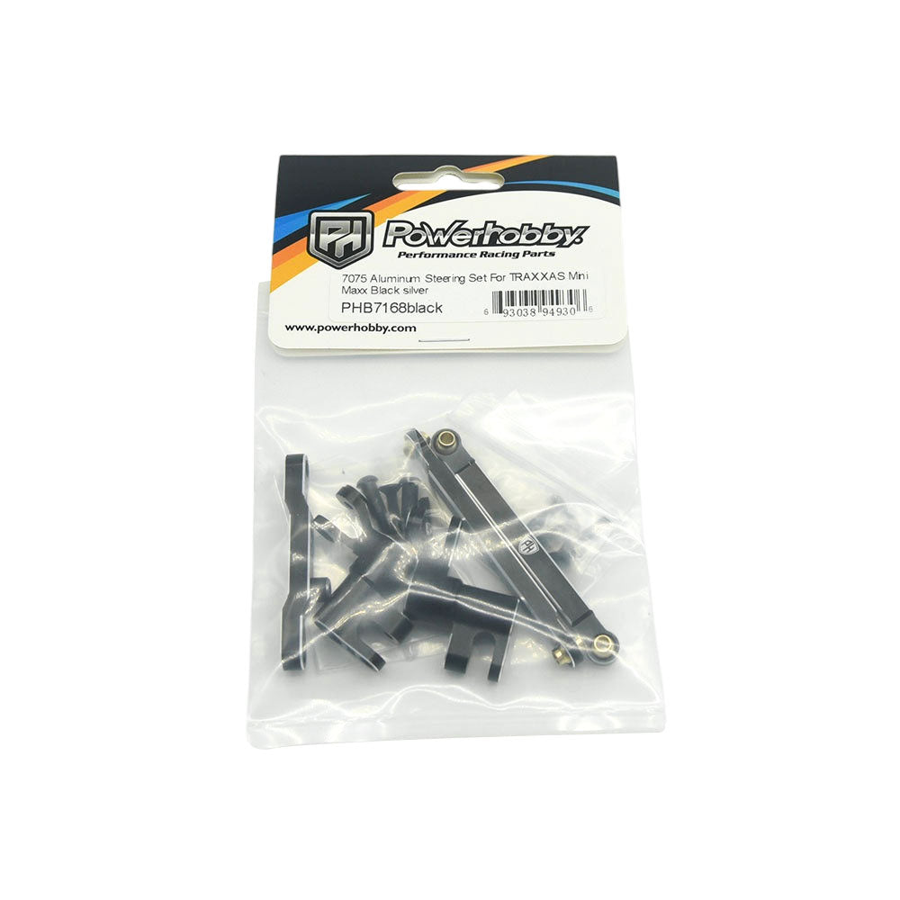 Powerhobby 7075 Aluminum Steering / Bellcrank Set Black FOR Traxxas Mini Maxx