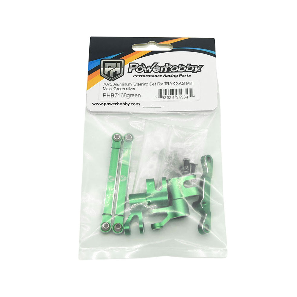 Powerhobby 7075 Aluminum Steering / Bellcrank Set Green FOR Traxxas Mini Maxx