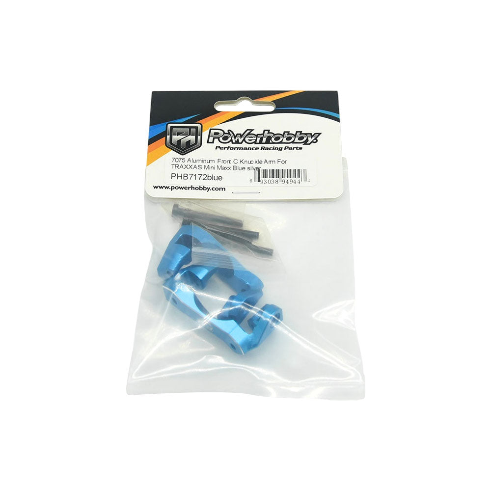 Powerhobby 7075 Aluminum Front C Hub / Knuckle Arms Blue FOR Traxxas Mini Maxx