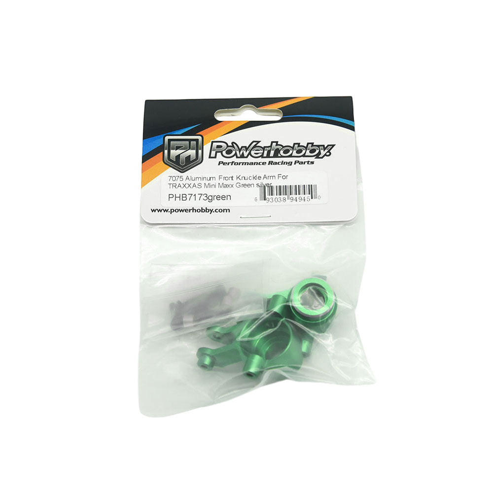 Powerhobby 7075 Aluminum Front Hub / Knuckle Arms Green FOR Traxxas Mini Maxx