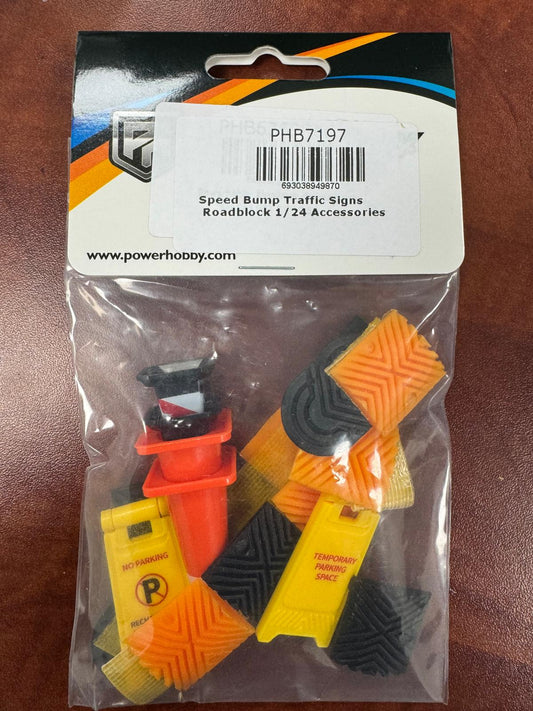 Powerhobby Speed Bump Traffic Signs Roadblock 1/24 Crawler Accessories