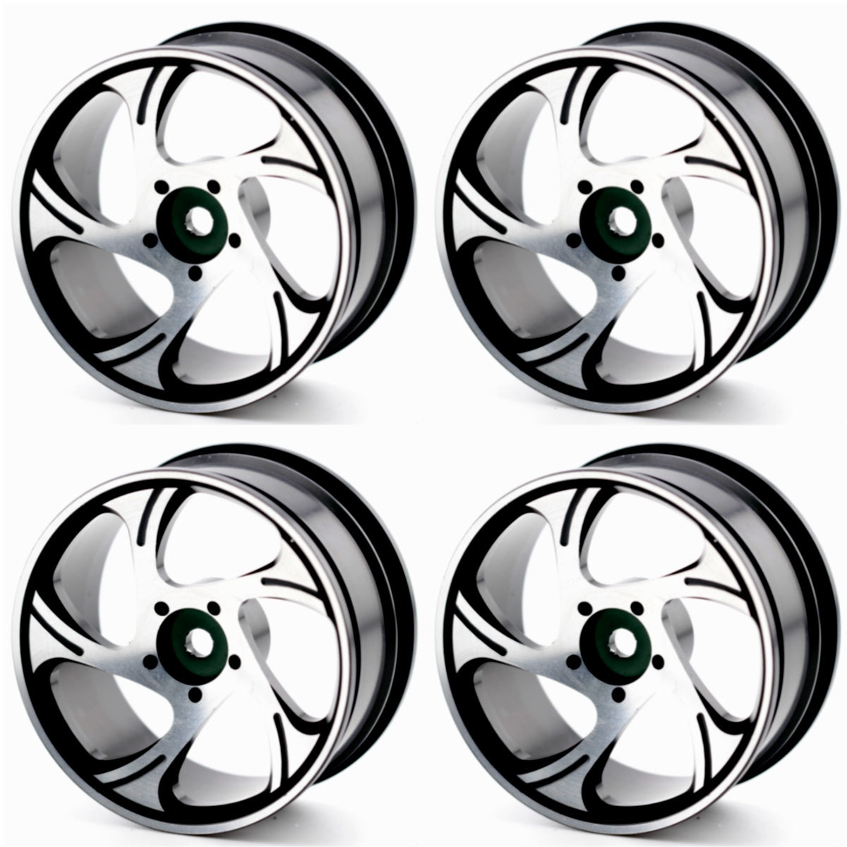 Powerhobby Aluminum 1/10 Touring Car Wheels / Rims Black (4) 12mm Hex -