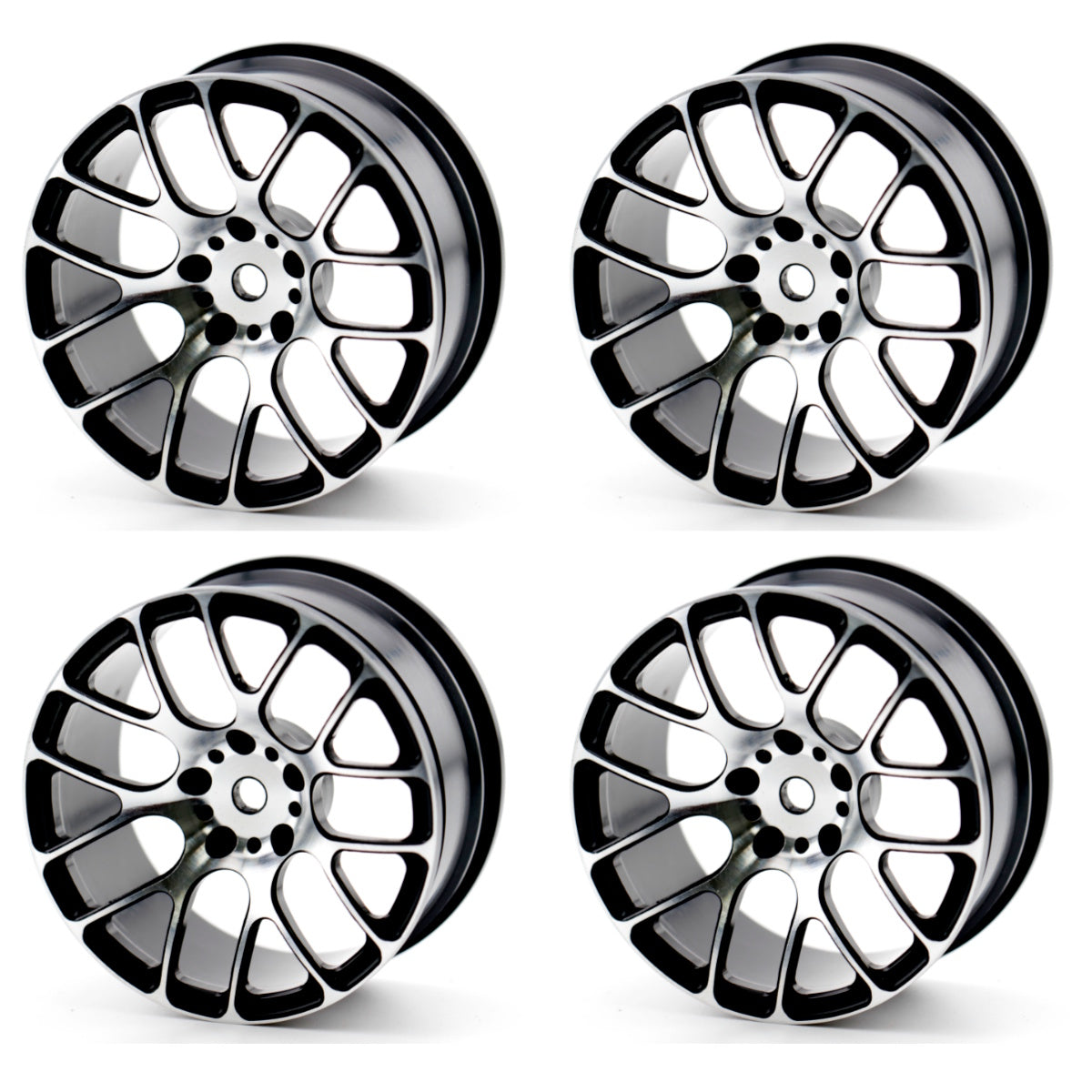 Powerhobby Aluminum 1/10 Touring Car Wheels / Rims Black (4) 12mm Hex --