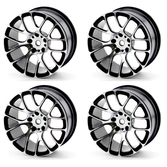 Powerhobby Aluminum 1/10 Touring Car Wheels / Rims Black (4) 12mm Hex --