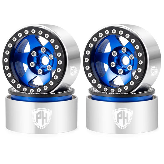 Powerhobby Aluminum 1.9" Blue Beadlock Wheels (4) 1/10 Rock Crawler