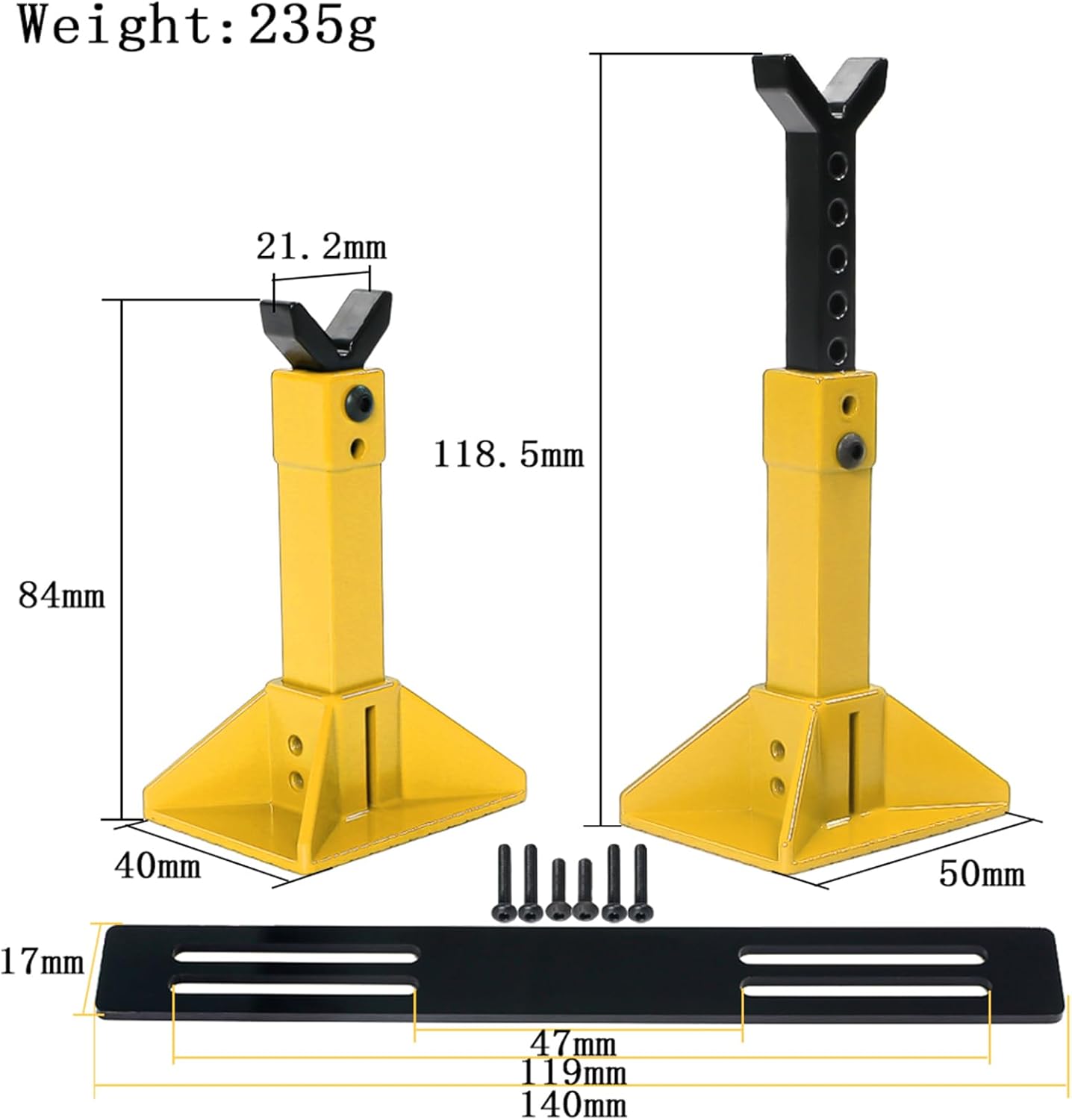 Powerhobby RC Car Jack Stand Yellow for 1/8 1/10 Scale Rock Crawler