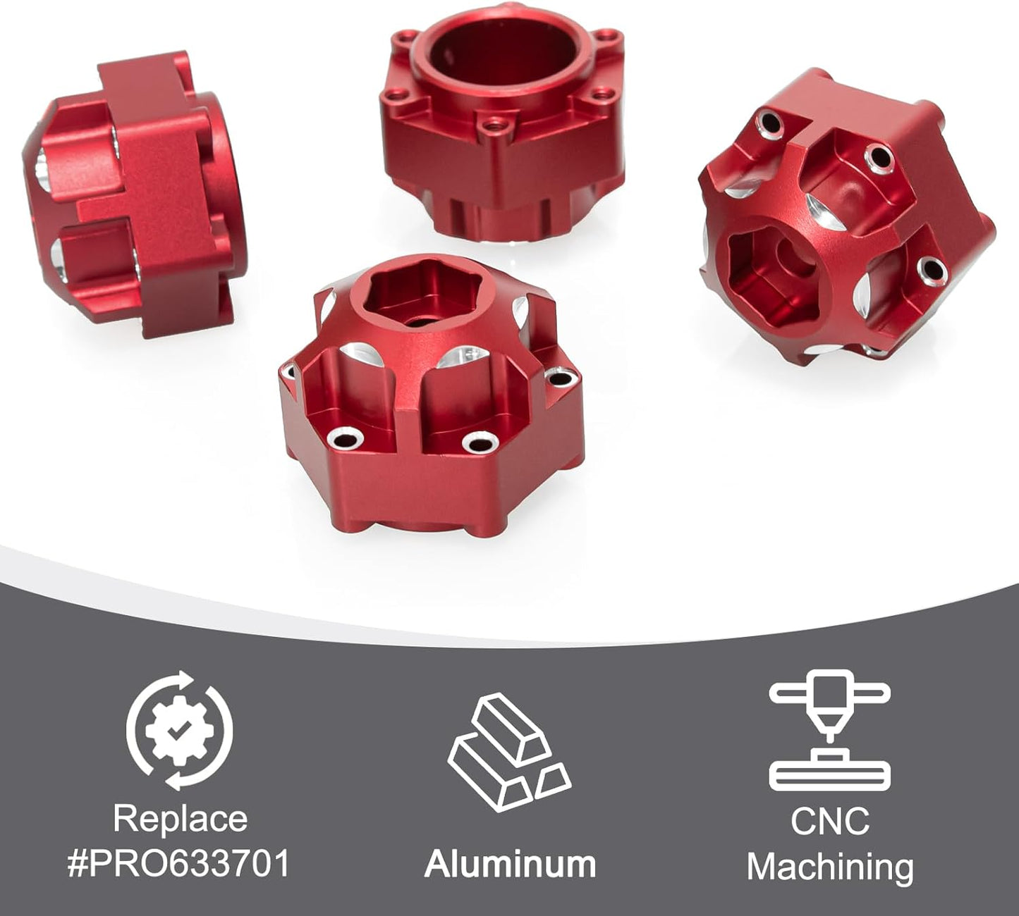 Powerhobby Aluminum 6x30 to 12mm Aluminum Hex Adapters (4) Pro-Line MX28