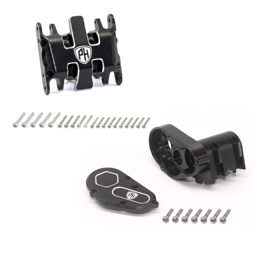 Powerhobby Aluminum Gear Box and Skid Plate Black Axial SCX30