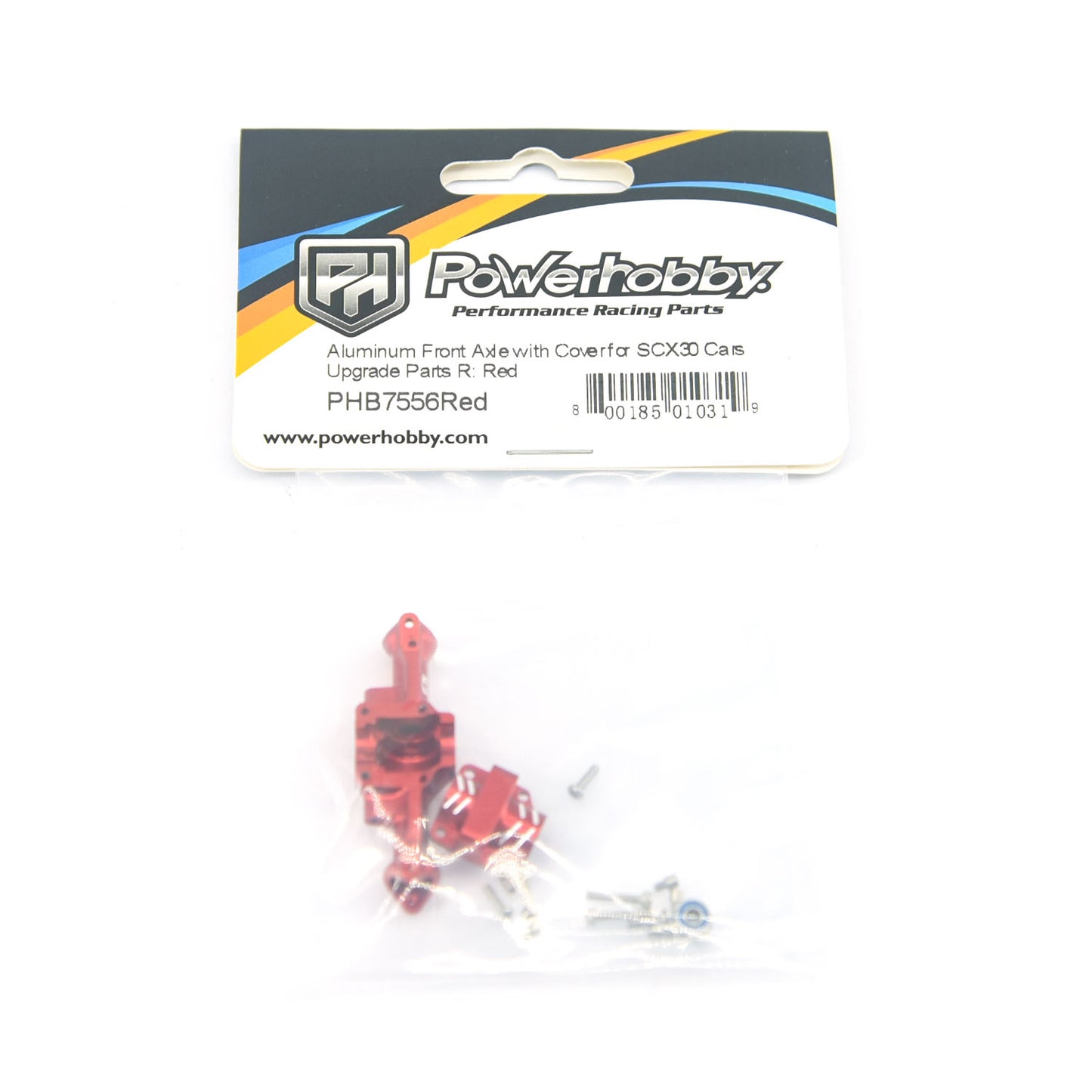 Powerhobby Aluminum Front Axle w Cover Red Axial SCX30